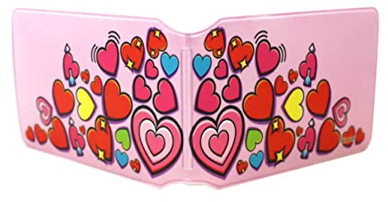 (80+ Designs) Bus Pass Wallet Credit Travel Rail Ticket Card Holder for Oyster Zip Business ID Card - Bifold - Party Bag Gift School Leaver (Pink Heart)