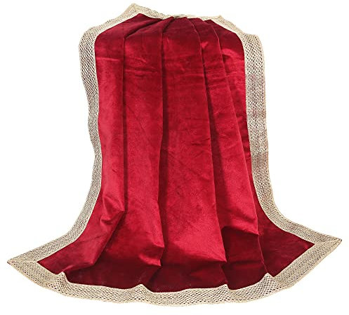 Indian Consigners Kleines einfarbiges Samttuch für den Mehrzweckgebrauch (rot)