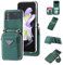 ESONG Coque pour Samsung Galaxy Z Flip 3 avec cordon,Cuir PU de portefeuille etui avec Fente pour Carte/support,Antichoc Protecteur Crossbody Housse,Protection téléphone Case Cover pour fille-Vert