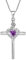 FJ Collier Croix pour Femme Argent Sterling 925 Collier Améthyste Pendentif Pierre de Naissance Février Collier Fleur de Rose Bijoux Cadeaux pour Femme Fille