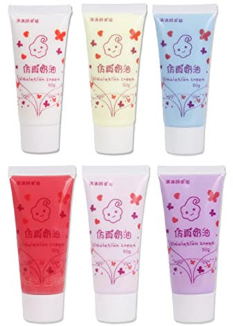 MagiDeal 6Pcs Simulation Whipped Cream Glue Set DIY Phone Case 50ml Soft Clay Decoration Hair Accessories Cream Clay Glues for Hair Bow Jewelry Making, Style A, 10.4cmx4.5cm
