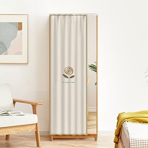 TOTITION Rideau de Porte d'Armoire et Miroir de Sol - Anti-poussière pour Coiffeuse, Placard de Confidentialité (avec Rail de Guidage) - 40cm x 150cm