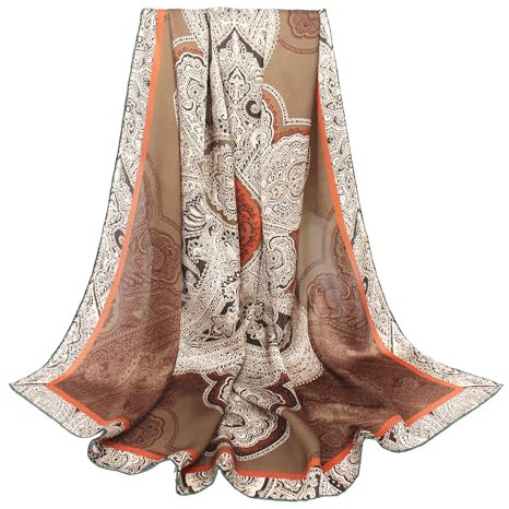 ANDANTINO Schal aus 100% reiner Maulbeerseide, 109,2 cm, groß, quadratisch, leicht, Kopftuch und Schal, für Damen, mit Geschenkverpackung, Carob Brown, Large