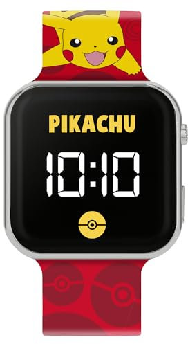 Accutime Pokémon Pikachu POK4405 Montre LED pour enfant avec bracelet rouge, Multicolore, Moderne