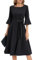 Women's Cocktail Dress A Line Tea Party Midi Graduation Dresses Church Wedding Formal Homecoming Clothing Black L