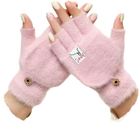 SMED Gestrickte warme Handschuhe rosa Einheitsgröße