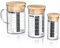 Arendo - Glasbehälter Set aus Borosilikatglas - Größen 250ml, 125ml, 50ml (0,25l 0,125l 0,05l), Messbecher Glas Krug - hitzebeständig - Glasbehälter mit Bambusdeckel - Silikondichtung