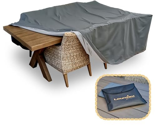 Lountex - Gartenmöbel Abdeckung winterfest mit Ösen 167x148x80cm | Schutzhülle aus Hochwertigem Verbundmaterial - 100% Wasserdicht, extrem Reißfest, Atmungsaktiv, UV-Beständig - grau
