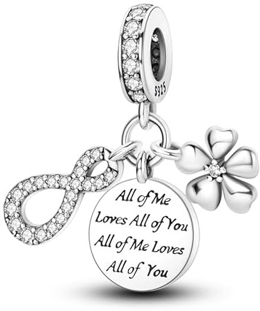 Safety Chain Nurse Mother Daughter Fatima Hamsa Star Love Charm Bead Pendant 925 Sterling Silver Compatible With Pandora Charm Moments Bracelet (All Of Me Loves All Of You Forever)