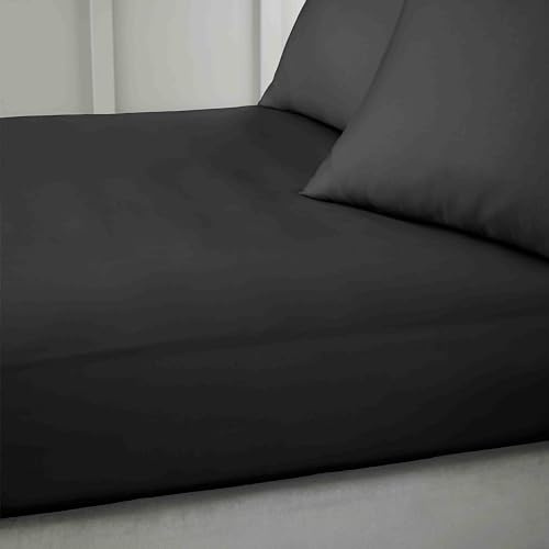 Bianca 400 Thread Count Cotton Sateen King Fitted Sheet Black