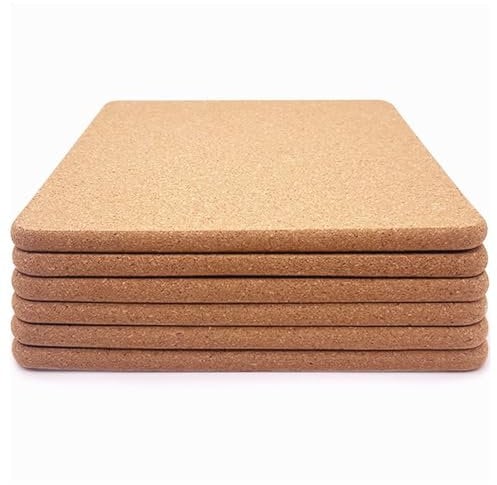 Nvanvmm 6 Pcs High Density Thick Square Cork Trivets for Hot Dishes, 8 Inch Multifunctional Cork Coaster Easy to Use