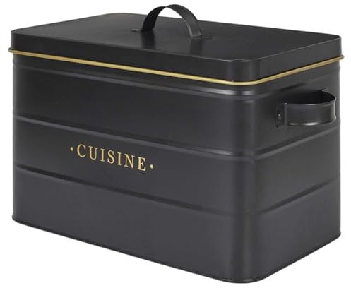 COOK CONCEPT, BT6819, Boîte en métal élégante pour Cuisine, idéale pour Conserver Aliments secs, Design hermétique, Durable et Facile d'entretien, Taille 1L, Couleur Noir et doré