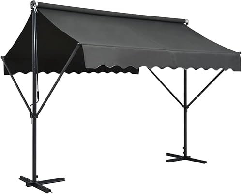 HUAKEHOM Freistehende Markise Standmarkise Gartenmarkise Sonnenschutz Terrassenüberdachung Garten Terrasse Balkon (Anthrazit, 3 x 3 m)