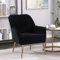 Moderner Samt-Freizeitsessel mit ergonomischer Rückenlehne, luxuriöser Polsterstuhl mit goldenen Metallbeinen, Lounge Sessel für Wohnzimmer, Schlafzimmer, Büro und Empfangsräume (Schwarz,1)