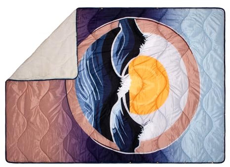 WAVE HAWAII 4-in-1 Multifunc Outdoor-Decke 200 x 140cm I Hochwertige Wasserabweisende Multifunktionsdecke I Picknickdecke, Strandtuch & Reisedecke I Robust, warm & kuschlig I Camping, Vanlife & Garten