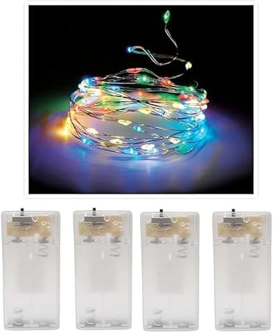 Vanorell 4 X 20 TIMER LED Drahtlichterkette Multicolor Silberdraht Draht Lichterkette bunt Lichterkette Lichterkette Lämpchen Batterie batteriebetrieben 2 x AA