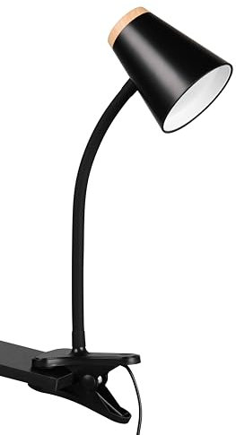 Reality Leuchten LED Klemmleuchte Pongo R25831102, Kunststoff Schwarz matt, Holznachbildung, inkl. 4.5 Watt LED, Flexarm