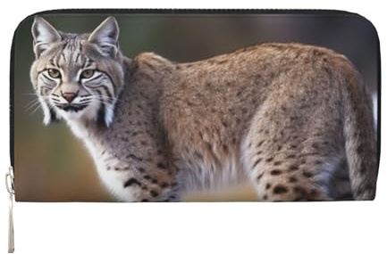 LHDGBNV Geldbörse aus PU-Leder für Damen und Mädchen, mit Reißverschluss, Kreditkartenhalter, wilder Bobcats, lange Geldbörse, Clutch, Geldbörse, wasserdicht, Reisehandtasche
