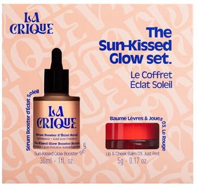 La Crique Sun Kissed Glow Set – Glow Serum & Balsam für Lippen & Wangen | Hyaluronsäure & Vitamin C – feuchtigkeitsspendend, gute Mine & natürlicher Glanz – 99 % natürliche Naturkosmetik