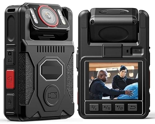 PPLOPPO Bodycam, videoregistratore della polizia, rotazione di 180°, registrazione della telecamera 4K, GPS, sport, bodycam per lavoro, viaggi