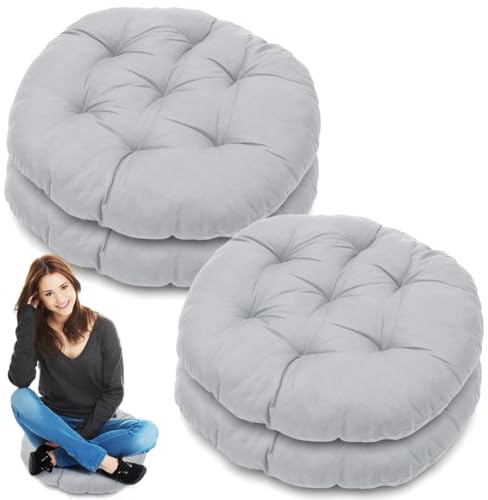 MIUUIPI 4 Stück Sitzkissen Rund, Bequemes Sitzkissen 40x40 cm, Stuhlauflage für Esszimmer, Wohnzimmer, Studierzimmer für Bürostuhl, Gartenstuhl, Balkonstuhl, Sitzpolster Indoor & Outdoor (Hellgrau)