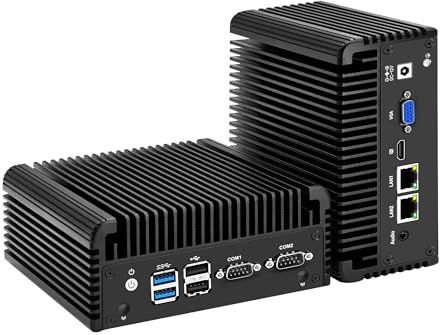 CWWK Mini PC Fanless, N2840 Industrial Embedded Computer, 2 x COM RS232/RS485, Dual Gigabit/1000M LAN, Barebone NO RAM or SSD, DDR3, mSATA, SIM, Mini-PCIe, HD, VGA, 4USB, SATA