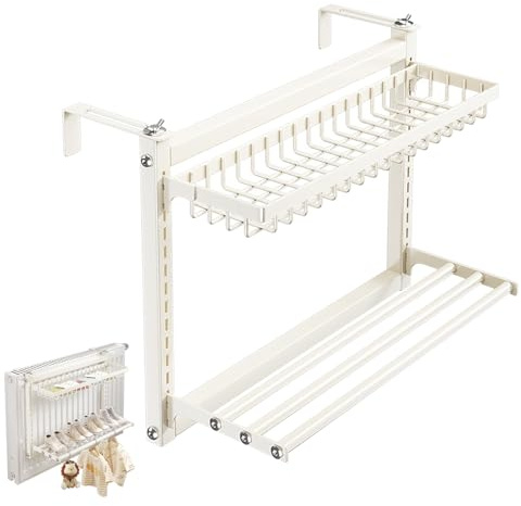 Porte-serviettes radiateur beige sans perçage - Étendoir à linge chauffant - Étagère de radiateur à suspendre - Accessoire pour cuisine, salle de bain, WC, hôtel, douche, etc.