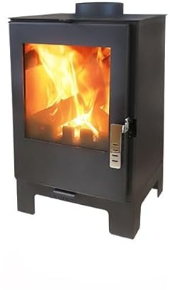 Verso 2L Holzofen 5kW, 80,2% hohe Effizienz, ultrakompakte Stahlkörper-Oberplatte (kein Gusseisen), kleiner Kaminofen für 60-80 m³, Eco Low Emissions, 150 mm Rauchabzug