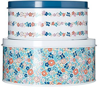 Premier Housewares Cake Tins Set Of 2 Baking Tins Multi- Colored Flowers Cake Baking Tins Pie Tin Cheesecake Tin Galvanised Steel Small Cake Tins