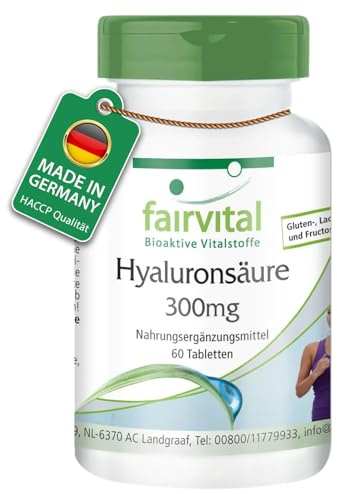 fairvital Hyaluronsäure 300mg, 60 Tabletten, HOCHDOSIERT, VEGAN
