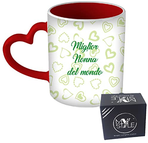 My Custom Style Tazza Cuore Manico Rosso#Nonni-Miglior Nonna#325ml