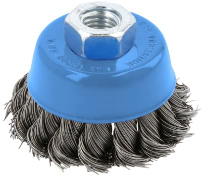 Högert Technik - Disc Brush with 65 mm Shaft, M14 Thread, 0.5 mm Steel Wire, high-Quality Front Brush with Thread, HT7D734