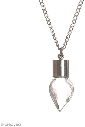 GRAINE CREATIVE Pendentif Fiole en verre Argentée - 3 cm - Goutte