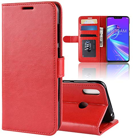 XMTON ASUS ZenFone Max (M2) ZB633KL 6.26 Custodia,Premio PU Custodia in Pelle con Wallet Case Cover per ASUS ZenFone Max (M2) ZB633KL Smartphone (Rosso)
