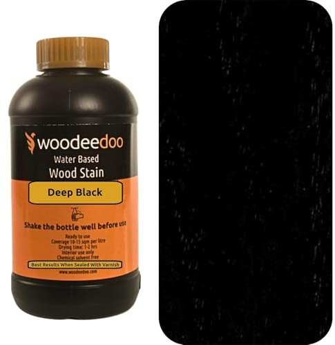 WooDeeDoo Water Based Wood Stain | Wood Dye | Ready to Use | Environmentally Friendly | Solvent Free | Odour Free | 1 L | Deep Black