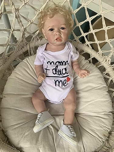 iCradle Reborn Baby Dolls 22 Inch Twins Babies Smile Realistic Reborn Baby Dolls Soft Silicone Vinyl Toddler Magnetic Mouth Opening (Boy)