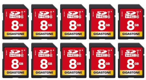 Gigastone 8 Go SDHC Carte Mémoire, Lot de 10 Cartes, Haute Vitesse pour La Réserve des Photos, des Vidéos, du Musique, des fichiers vocaux, Caméscope, Caméra, Enregistreur, PC, Mac, Classe 10