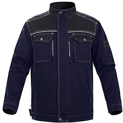 YJKJ Welding Jacket, Jacket Workwear Safety, Reflective Strip Anti-Scalding Stain Resistant Blue Welder, Factory, Construction, Car Repair,A,M