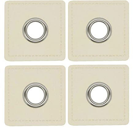 maDDma ® 4 Metall-Ösen auf Kunstleder für Hoodies oder Taschen Ösenpatch, Farbwahl: Beige | Öse silbern