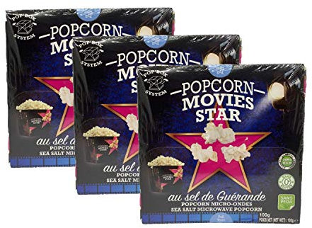 Lot 3x Pop corn sel de Guérande micro-ondes - Movies Star - boîte 100g