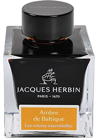 Jacques Herbin 13141JT - Tintenflakon 50 ml Essentielles, für Füllfederhalter und Tintenroller geeignet, ideal für Kalligraphie und Kunstprojekte, Bernstein, 1 Stück