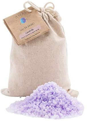 AMAS Sali da bagno LAVANDA - Calmanti e Purificanti -100% Naturali, Vegan e Plastic Free - con Olio Essenziale - 100% Fatti a mano in Italia - Aromaterapia 350g (10 utilizzi)