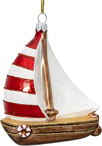 SIKORA Segelboot besondere Weihnachtskugel Glas Christbaumschmuck Deko Figur Weihnachten Anhänger Ornament - Meisterstücke - BS751