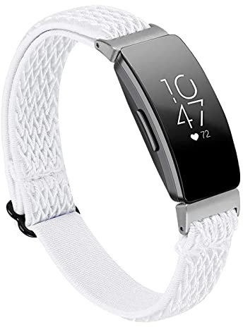 Miimall Armband Kompatibel mit Fitbit Inspire/Inspire 2/Inspire HR, Damen Weiche Nylon Elastisch Sportarmband Ersatzarmbänd für Fitbit Inspire/Inspire 2/Inspire HR Weiß