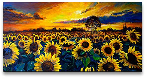 Paul Sinus Leinwandbild 120x60cm Sonnenblumen Feld Farbenfroh Malerisch Kunstvoll Natur