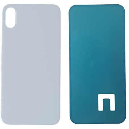 DHLK® Rückseite Glas Akkudeckel Ersatz kompatibel mit iPhone X - Rückglas KEIN Logo (Silber)