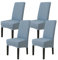 Jaotto Stuhlhussen 4er Set Stretch, XL Stuhlhussen Abwaschbar Waschbarer Elastische, Stretch Stuhlschoner Große Stuhlbezüge für Esszimmer Büro Esszimmer Hotel Bankett(Blau Grau,Set of 4)