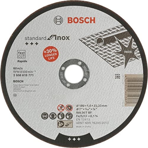 Bosch Professional 1x Disco Standard for Inox (per acciaio inossidabile, Ø 180 x 1,6 x 22,23 mm, dritta, accessori per smerigliatrice angolare)