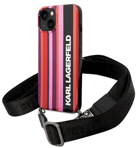 Karl Lagerfeld KLHCP14SSTSTP hülle für iPhone 14 6,1 hardcase rosa/pink Color Stripes Strap