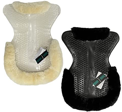 Acavallo Gel Pad Massage mit Schaffellrand, onesize AC153X, Farbe:Natur